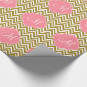 Papier Cadeau Motif Monogram Gold et White Chevron avec rose (Coin)