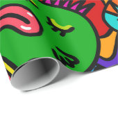 Papier Cadeau Motif Monster Doodle (Coin rond)