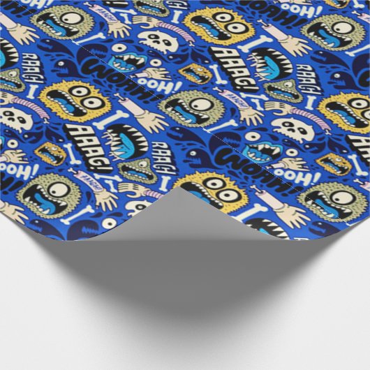 Papier Cadeau Motif monstre Halloween amusant (Coin)