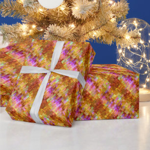 Papier Cadeau Motif Mosaïque Iridé Or