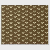 Papier Cadeau Motif moth tzigane, chocolat et beige (Plat)
