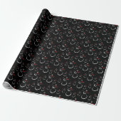 Papier Cadeau Motif motoneige d'hiver mignon noir (Déroulé)