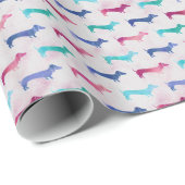 Papier Cadeau Motif multicolore de teckel (Coin rond)