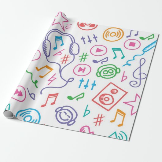 Papier Cadeau Motif musical (Déroulé)