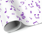 Papier Cadeau Motif musical pourpre (Coin rond)