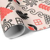 Papier Cadeau Motif national de style ukrainien (Coin rond)