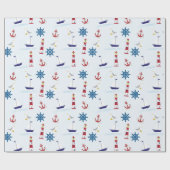 Papier Cadeau Motif nautique (Plat)