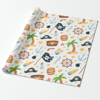 Papier Cadeau Motif Nautique À Thème Pirate Cute 
