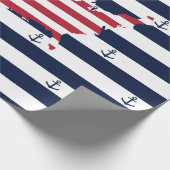 Papier Cadeau Motif nautique américain de rayures du drapeau | (Coin)
