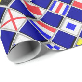 Papier Cadeau motif nautique Checkered de signaux des drapeaux (Coin rond)
