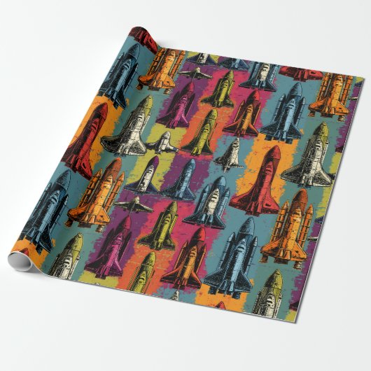 Papier cadeau motif navette spatiale Pop Art (Déroulé)