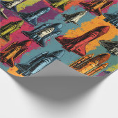 Papier cadeau motif navette spatiale Pop Art (Coin)