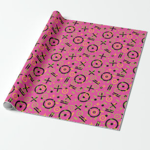 Papier Cadeau motif Neon Pink et Blue Doodle des années 80/90
