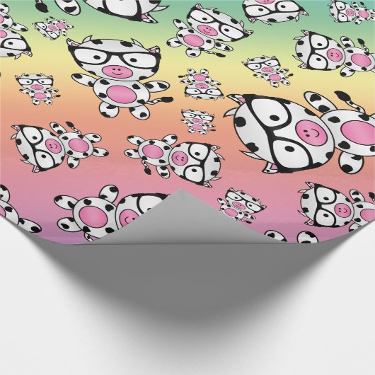 Papier Cadeau Motif nerd de vache à arc-en-ciel (Coin)