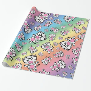 Papier Cadeau Motif nerd de vache à arc-en-ciel