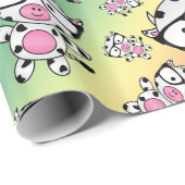 Papier Cadeau Motif nerd de vache à arc-en-ciel (Coin rond)