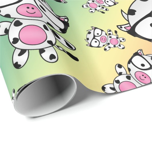 Papier Cadeau Motif nerd de vache à arc-en-ciel (Coin rond)