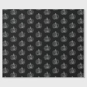 Papier Cadeau Motif noir blanc Halloween Jack-o'-lantern (Plat)