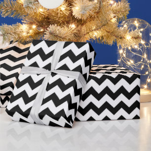 Papier Cadeau Motif noir blanc Zigzag Chevron