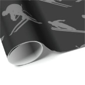 Papier Cadeau Motif noir de ski (Coin rond)