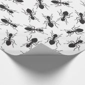 Papier Cadeau Motif noir drôle de fourmis (Coin)