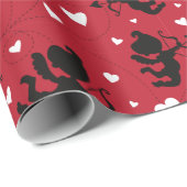 Papier Cadeau Motif noir et blanc cupide Valentine (Coin rond)