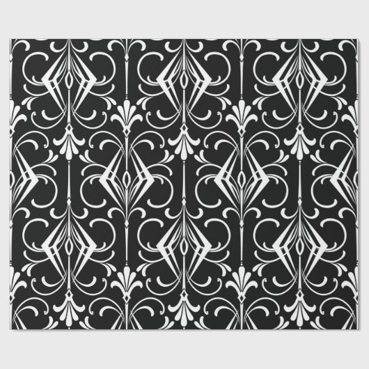 Papier Cadeau Motif noir et blanc d'art déco (Plat)