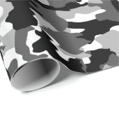 Papier Cadeau Motif noir et blanc de camouflage d'armée (Coin rond)