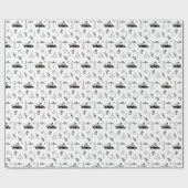 Papier Cadeau Motif noir et blanc de Noël moderne (Plat)