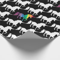 Motif noir et blanc frais de licorne d'arc-en-ciel