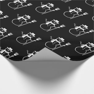 Papier Cadeau Motif noir et blanc mignon drôle de bonhomme de
