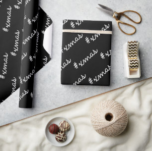 Papier Cadeau Motif noir et blanc moderne Noël