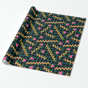 Papier Cadeau motif noir et néon des années 80/90
