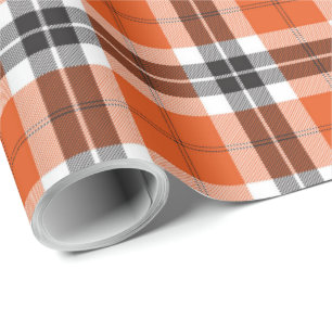 Papier Cadeau Motif noir orange d'écossais de plaid de tartan