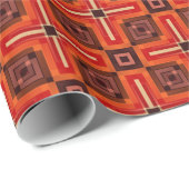 Papier cadeau motif noir rétro orange (Coin rond)