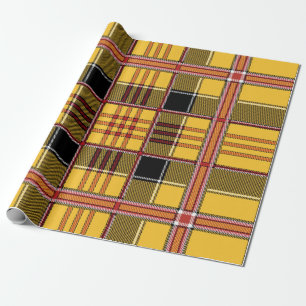 Papier Cadeau Motif noir rouge de plaid de jaune écossais de