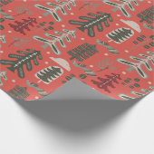 Papier Cadeau Motif Nordic Green et White Tree en rouge (Coin)
