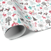 Papier Cadeau Motif nordique de Noël (Coin rond)