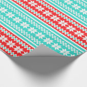 Papier Cadeau Motif norvégien de chandail de Noël de turquoise (Coin)