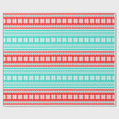 Papier Cadeau Motif norvégien de chandail de Noël de turquoise (Plat)