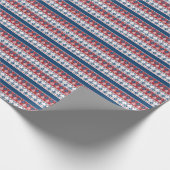 Papier Cadeau Motif norvégien rayé bleu rouge (Coin)