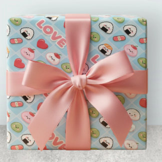 Papier Cadeau Motif Nourriture Sushi Mochi Kawaii AMOUR