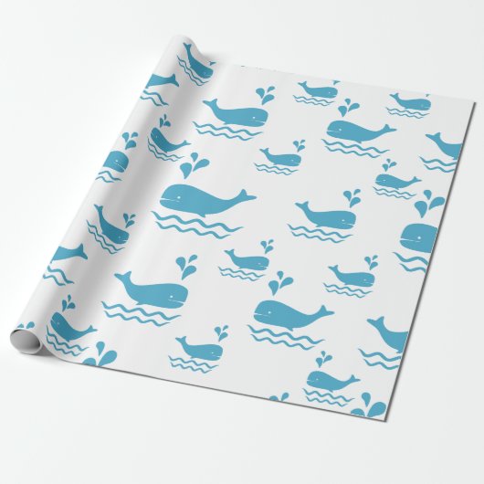 Papier Cadeau Motif océan baleine bleue mignonne sans couture (1 (Déroulé)