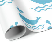 Papier Cadeau Motif océan baleine bleue mignonne sans couture (1 (Coin rond)