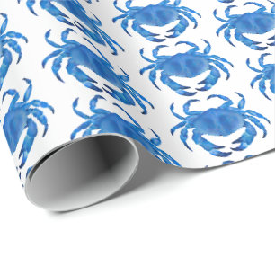 Papier Cadeau Motif océan bord de mer crabe bleu