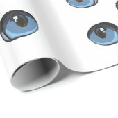 Papier Cadeau Motif oculaire de chat bleu (Coin rond)