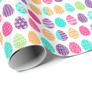 Papier Cadeau Motif œufs de Pâques modernes colorés