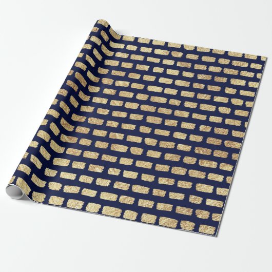 Papier Cadeau Motif or Faux et bleu foncé (Déroulé)