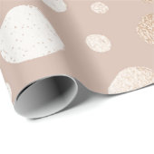 Papier Cadeau motif or rose et points beiges (Coin rond)