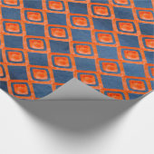 Papier Cadeau Motif orange d'aquarelle de bleu marine (Coin)